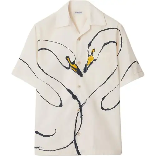Burberry Swan-print Cotton Shirt