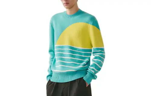HERMES Cashmere Sweaters Men's Multicolor Crew Neck Moderate