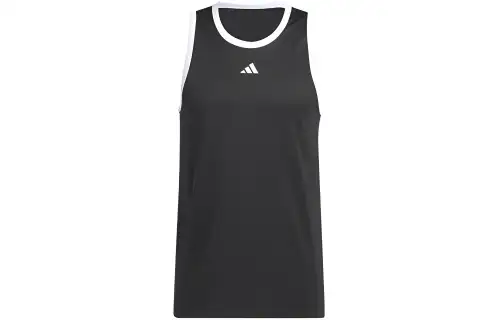 Adidas Legends Basketball 3-Stripes Tank Top Logo Color Block Basketball Sports Round Neck Sleeveless Tank Top Men's Black