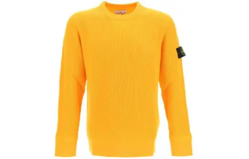STONE ISLAND Sweaters Men's Yellow Crew Neck Moderate Straight Fit