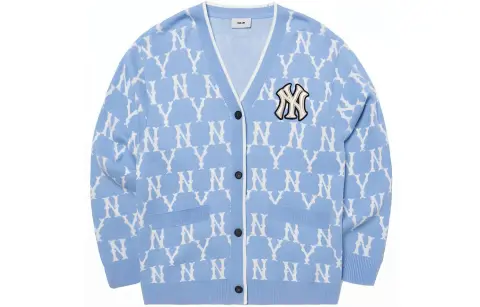 MLB Monogram Knitwear Unisex Light Blue V-neck Moderate