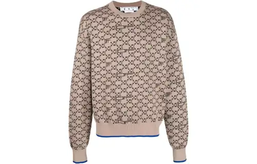 OFF-WHITE All-over Monogram Crew Neck Jumper