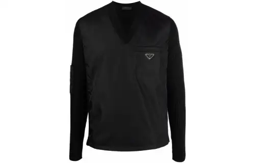 PRADA Sweaters Men's Black V Neck Moderate Other
