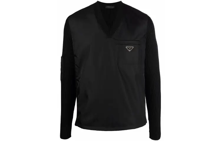 PRADA Sweaters Men's Black V Neck Moderate Other