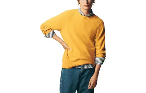 UNIQLO Sweaters Unisex Earth Yellow Crew Neck Moderate Other