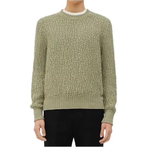 Bottega Veneta Sweaters Men's Fennel Green Crew Neck Moderate Base Layer