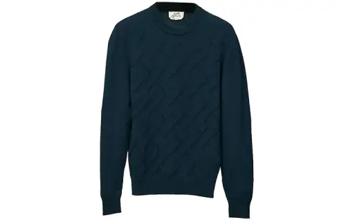 HERMES FW22 Cashmere Sweater Men's Dark Blue