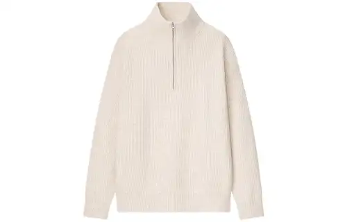 UNIQLO Sweaters Men's White Turtleneck Moderate Cardigan
