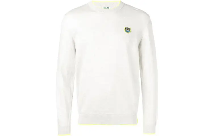 KENZO Sweaters Men's Light Gray Crew Neck Moderate Other