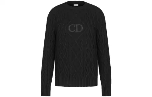 DIOR Quarterly New Products Cashmere Sweaters Men's Black Crew Neck Moderate