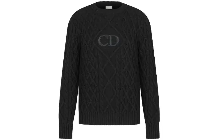 DIOR Quarterly New Products Cashmere Sweaters Men's Black Crew Neck Moderate