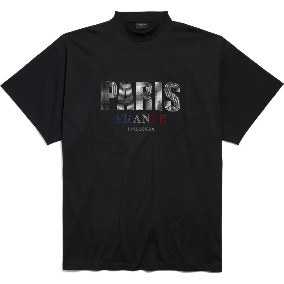 Balenciaga Logo Embellished Mockneck T Shirt