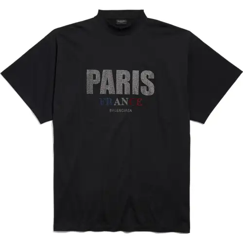Balenciaga Logo Embellished Mockneck T Shirt