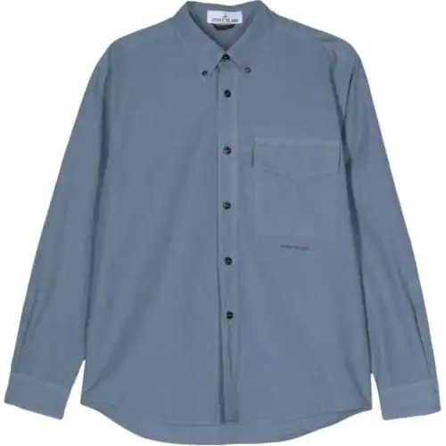 STONE ISLAND Logo-print Cotton Linen Shirt