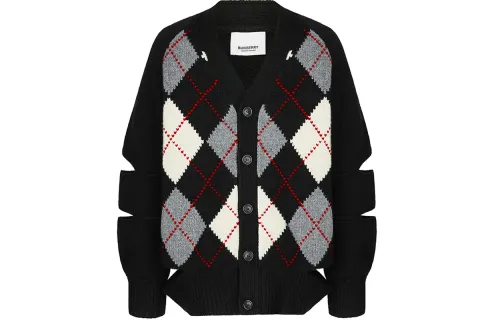 Burberry Cashmere Sweaters Men's Black V Neck Moderate