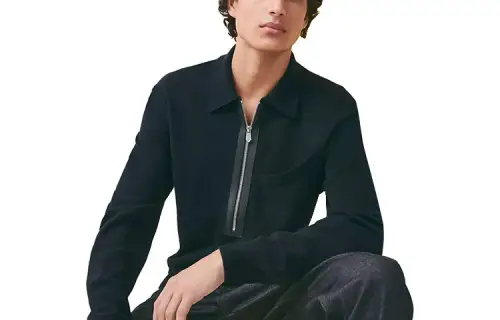 HERMES Sweaters Men's Green Lapel Moderate Other