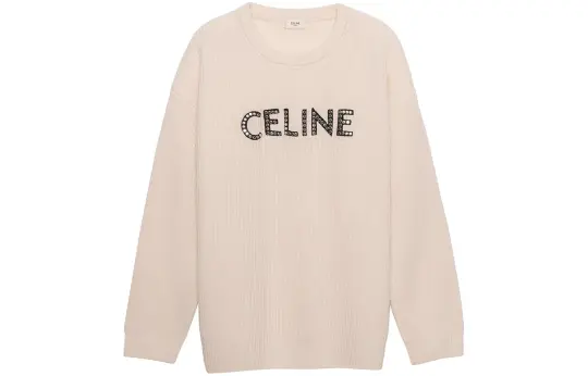 CELINE Sweaters Men's Beige Crew Neck Moderate Other
