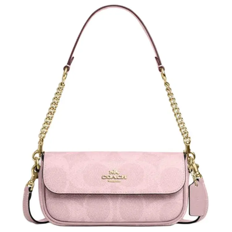 COACH Hailey Coated Canvas With Smooth Leather Shoulder Bag Small Women's Pink