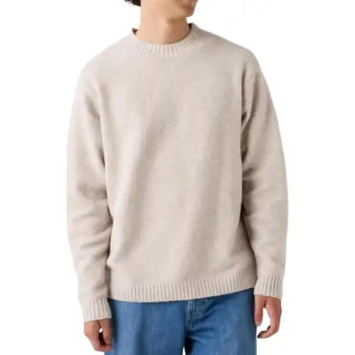 UNIQLO Sweaters Unisex Beige Crew Neck Moderate Other