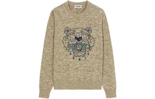 KENZO Sweaters Men's Olive Green Crew Neck Moderate Other