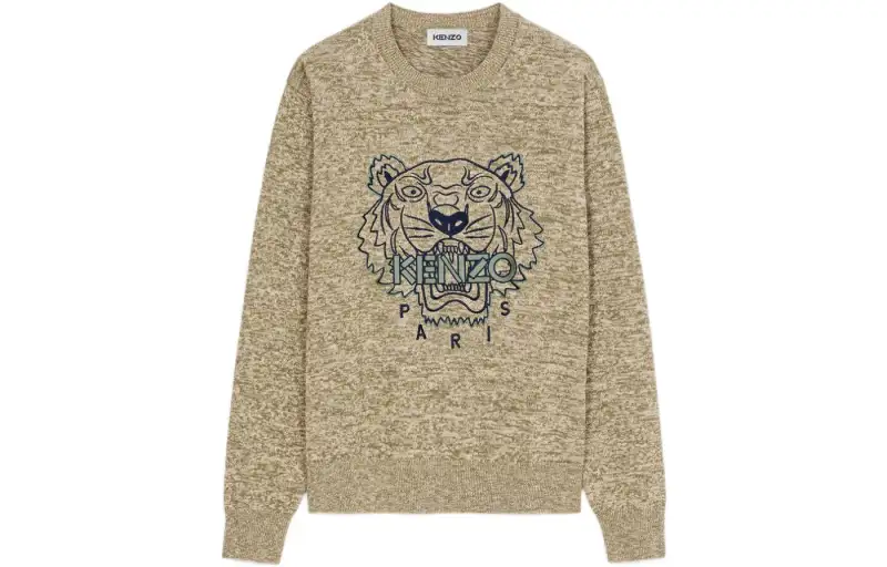 KENZO Sweaters Men's Olive Green Crew Neck Moderate Other