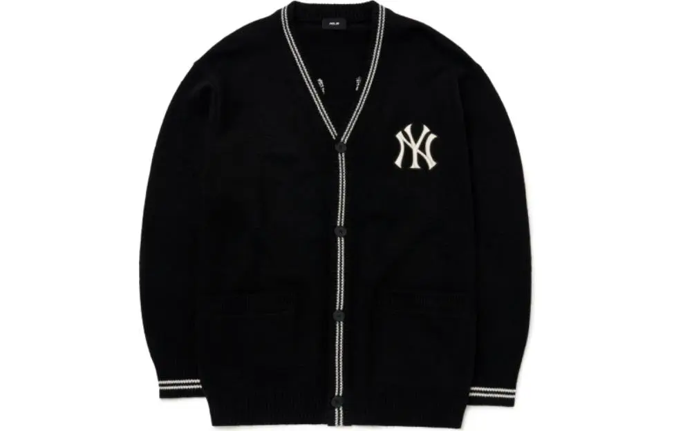 MLB Sweaters Unisex Black V-neck Moderate Straight Fit