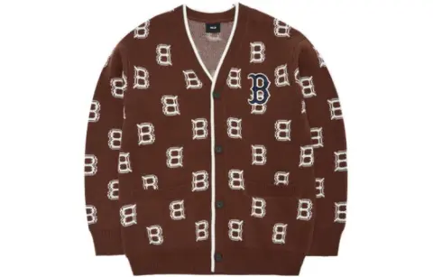 MLB Basic Logo Sweaters Unisex Brown V-neck Moderate