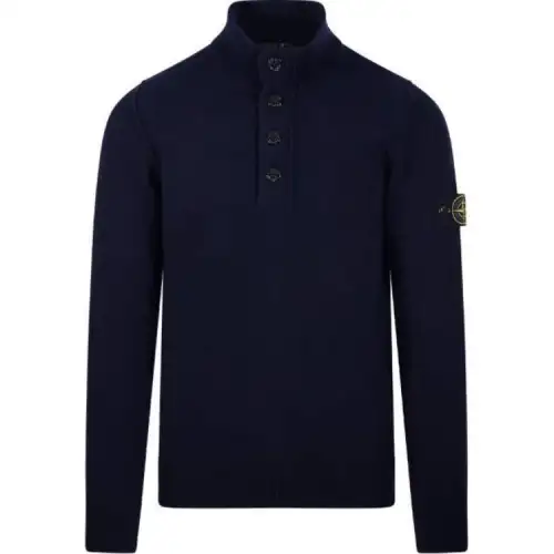 STONE ISLAND Logo Patch Mock Neck Sweater