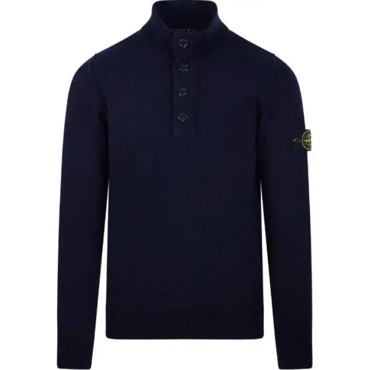 STONE ISLAND Logo Patch Mock Neck Sweater