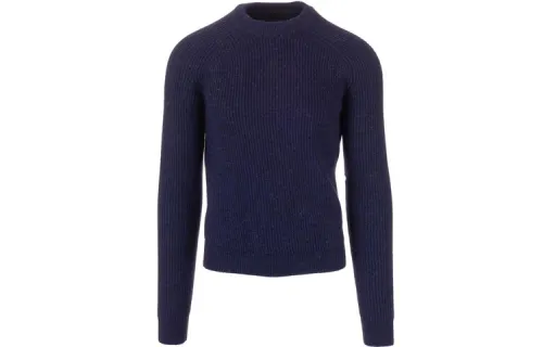 PRADA Sweaters Men's Navy Blue Crew Neck Moderate Base Layer