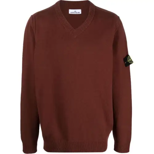 STONE ISLAND Sweaters Men's Brown V Neck Moderate Other