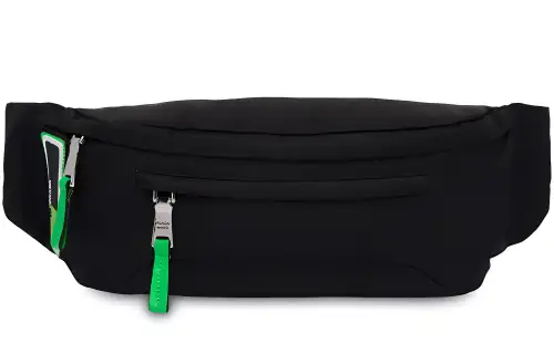 PRADA Zip Closure Cow Leather Fanny Pack Unisex Black