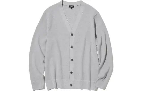 UNIQLO Sweaters Unisex Gray V Neck Moderate Cardigan