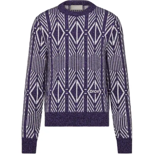 DIOR Sweaters Men's Purple Crew Neck Moderate Cape