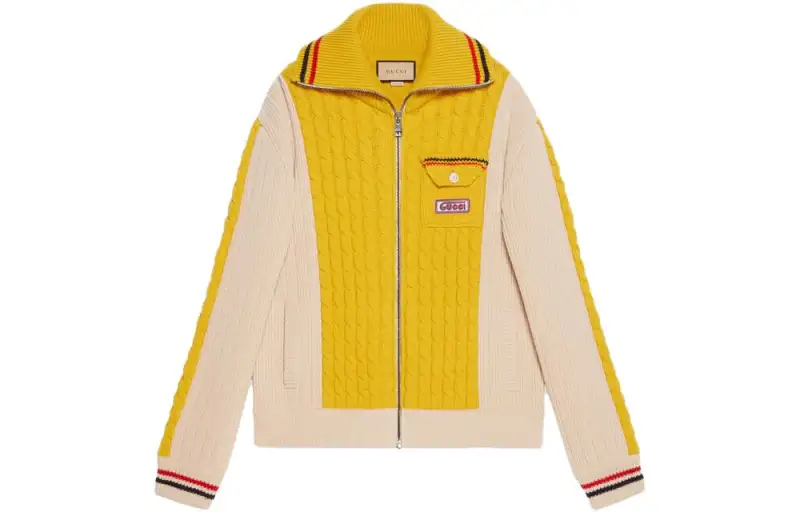 GUCCI Sweaters Men's Yellow Lapel Moderate Other