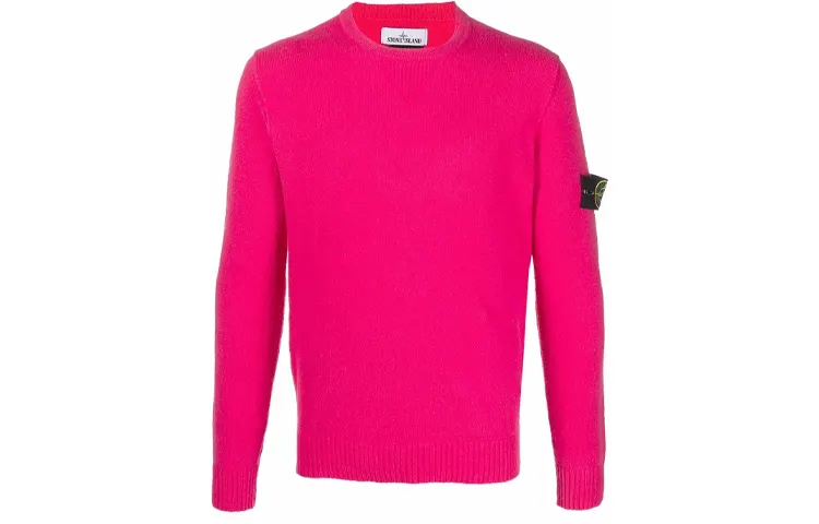 STONE ISLAND Sweaters Men's Fuchsia Crew Neck Moderate Straight Fit