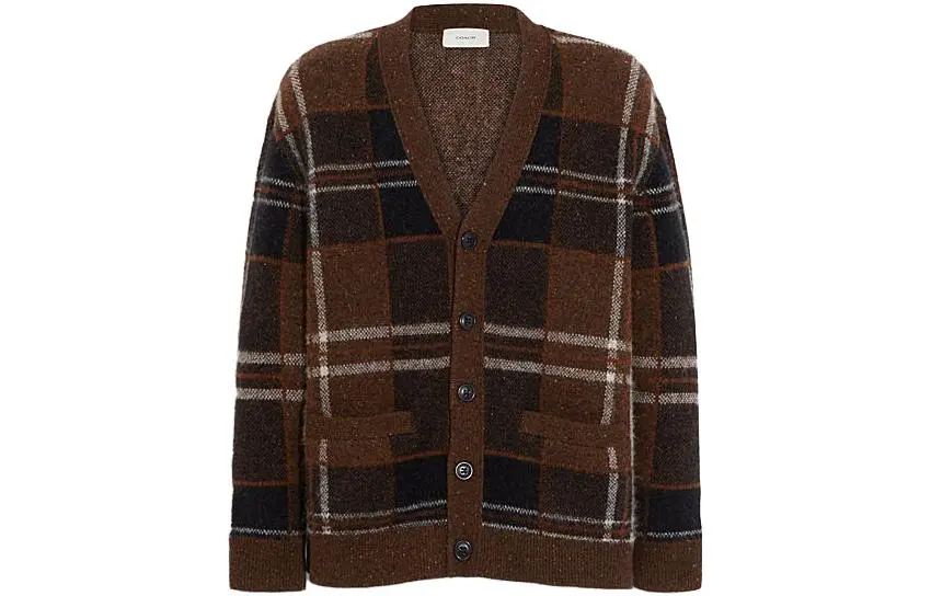 COACH Sweaters Men's Brown V-neck Moderate