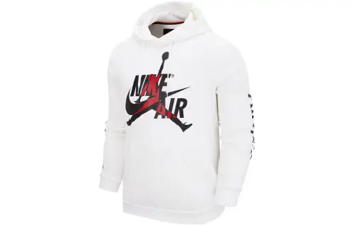 Jordan FW21 Alphabet Logo Pullover Hooded Fleece White