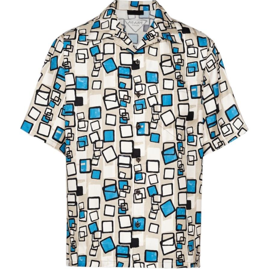 PRADA Geometric print Silk Twill Shirt