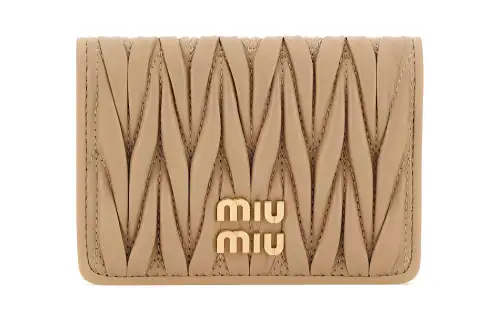 MIU MIU Quilted Leather Wallet Women's Beige