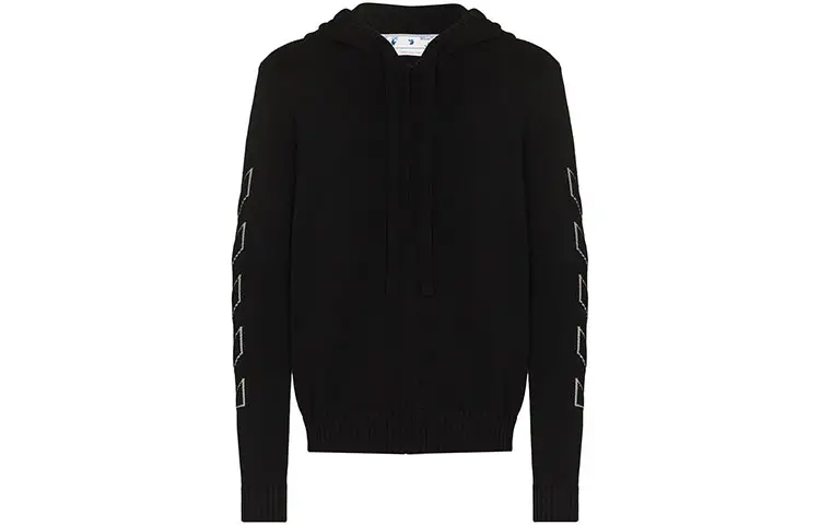 OFF WHITE Diag Outline Knit Zip Hoodie