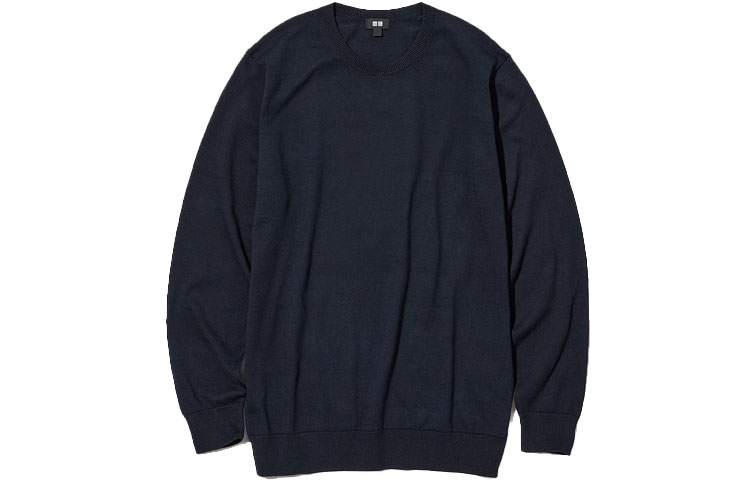 UNIQLO Sweaters Unisex Navy Blue Crew Neck Moderate Other