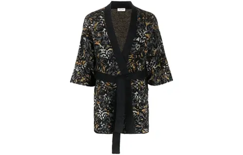 SAINT LAURENT V Neck Tied Short Sleeved Cardigan