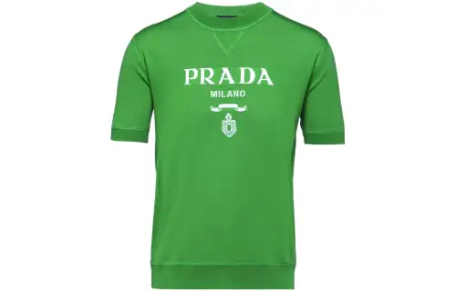 PRADA Sweaters Men's Green Crew Neck Moderate Other