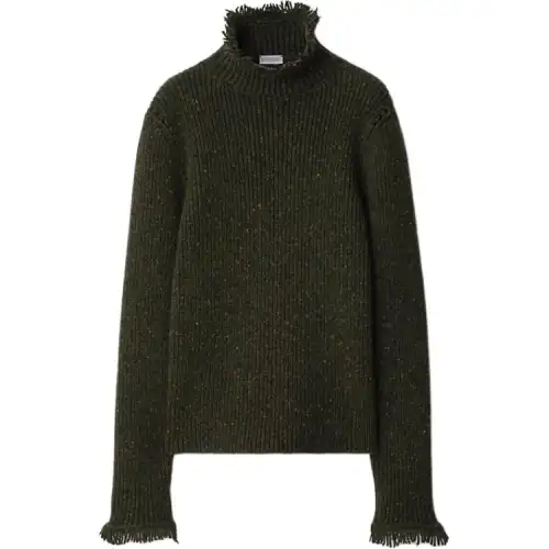 Burberry High Neck Fringed Edge Jumper