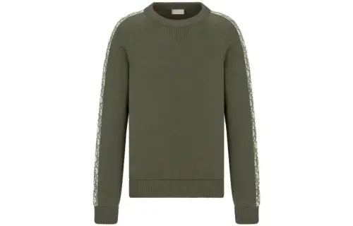 DIOR Sweaters Men's Army Green Crew Neck Moderate Other