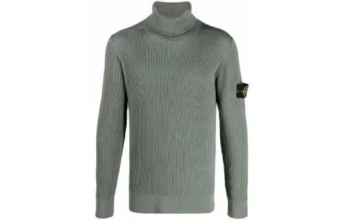 STONE ISLAND Sweaters Men's Green Turtleneck Moderate Straight Fit