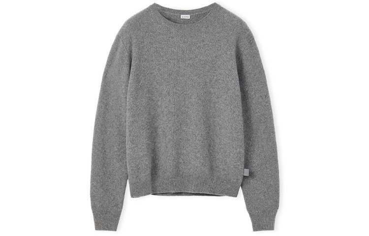 LOEWE Cashmere Sweaters Men's Heather Gray Crew Neck Moderate