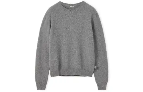 LOEWE Cashmere Sweaters Men's Heather Gray Crew Neck Moderate