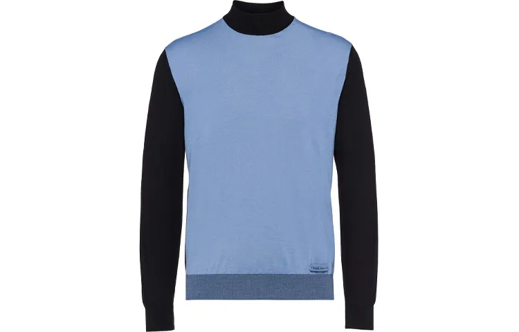 PRADA Sweaters Men's Blue Stand Collar Moderate Other